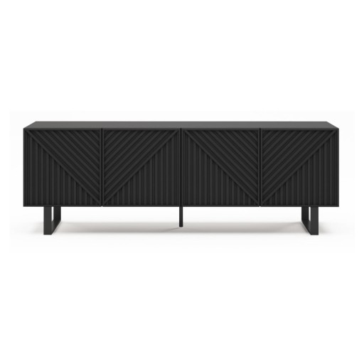Comodă TV neagră 161x55x35 cm Peta – Marckeric