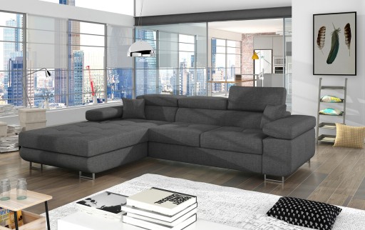 Coltar extensibil stanga 4 locuri ELTAP, Armd-81, Armando, 289x203x85 cm, lemn/poliester, gri inchis