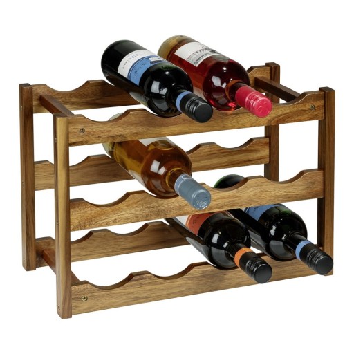 Raft pentru sticle de vin în culoare naturală din lemn de acacia număr de sticle 12 42x28x21 cm Fondi – Wenko