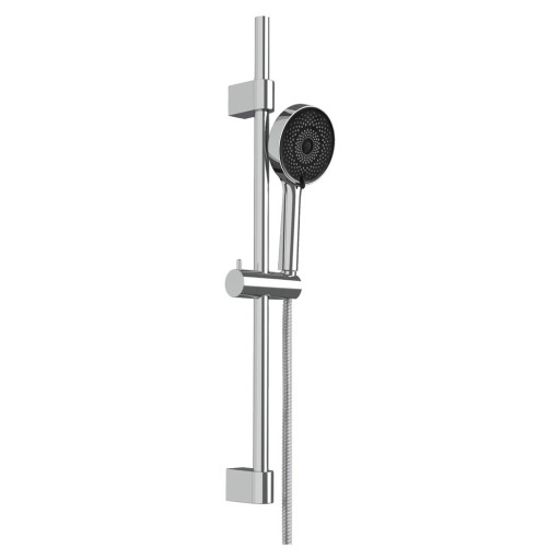 Set de duș argintiu din oțel inoxidabil 70 cm cu duș de mână, cu suport glisant Softwater – Wenko