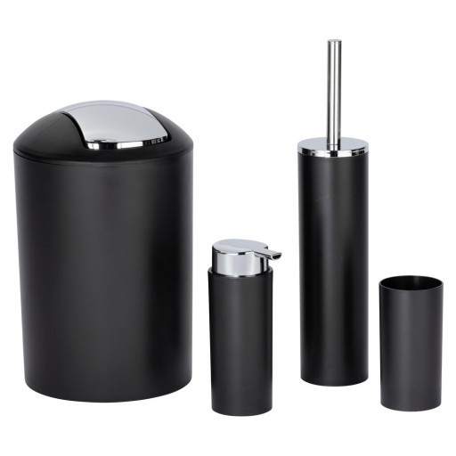 Set de accesorii de baie negru din plastic Calvo – Wenko