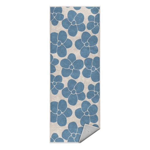 Covor tip traversă albastru lavabil 80x200 cm Blue Meadow – Mila Home