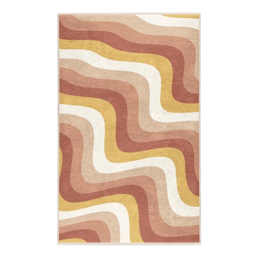 Covor galben ocru-roz prăfuit lavabil 80x150 cm Creamy Strawberry Swirl – Mila Home