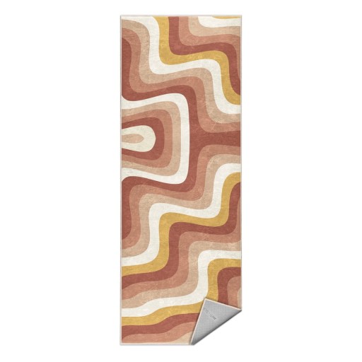 Covor tip traversă galben ocru-roz prăfuit lavabil 60x230 cm Creamy Strawberry Swirl – Mila Home