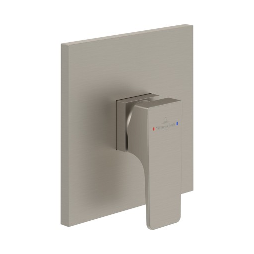 Baterie dus Villeroy & Boch Architectura Square cu montaj incastrat  necesita corp ingropat Vi-Box  nichel periat