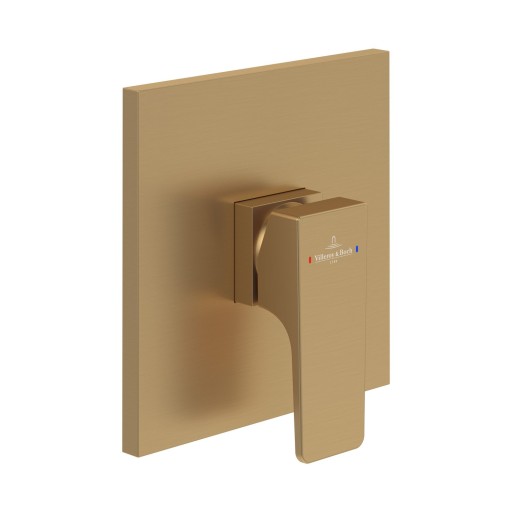 Baterie dus Villeroy & Boch Architectura Square cu montaj incastrat  necesita corp ingropat Vi-Box  auriu periat