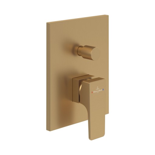 Baterie cada - dus Villeroy & Boch Architectura Square cu montaj incastrat  necesita corp ingropat Vi-Box  auriu periat