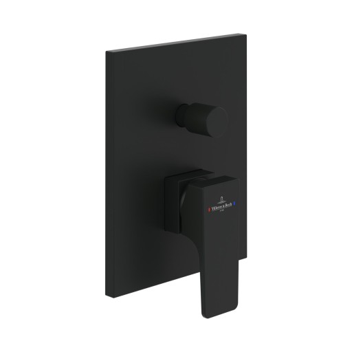 Baterie cada - dus Villeroy & Boch Architectura Square cu montaj incastrat  necesita corp ingropat Vi-Box  negru mat