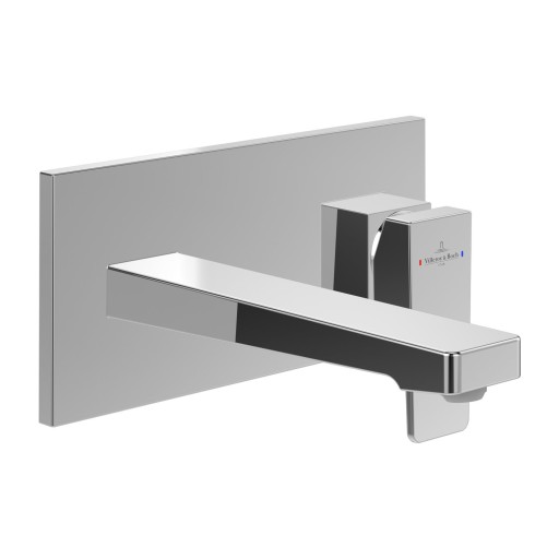Baterie lavoar Villeroy & Boch Architectura Square de perete  ventil click-clack  necesita corp incastrat  crom