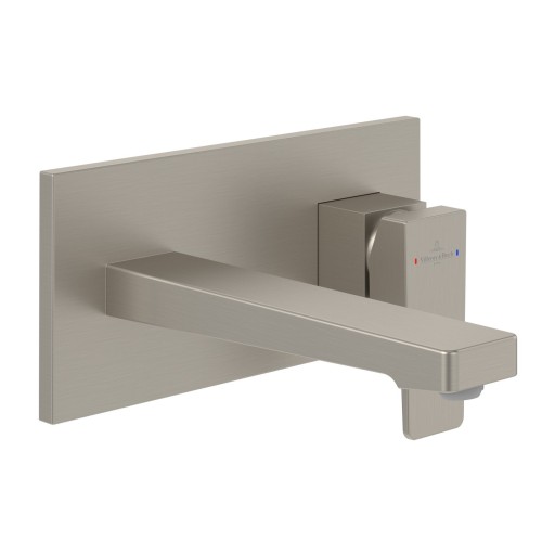 Baterie lavoar Villeroy & Boch Architectura Square de perete  ventil click-clack  necesita corp incastrat  nichel periat