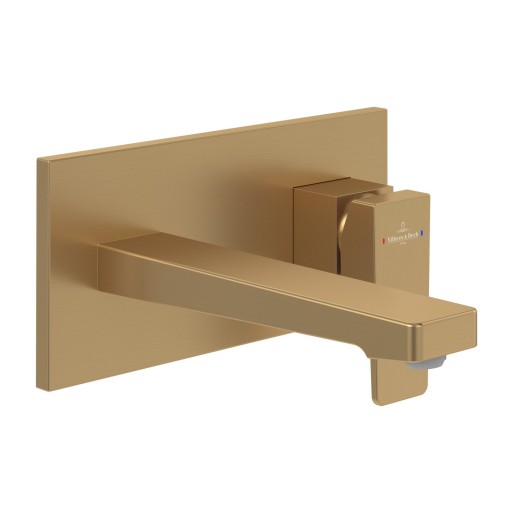 Baterie lavoar Villeroy & Boch Architectura Square de perete  ventil click-clack  necesita corp incastrat  auriu periat