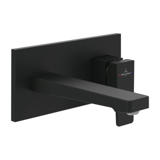 Baterie lavoar Villeroy & Boch Architectura Square de perete  ventil click-clack  necesita corp incastrat  negru mat
