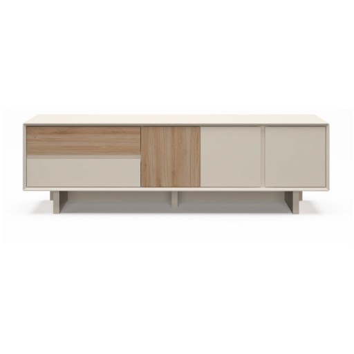 Comodă TV bej/în culoare naturală cu aspect de lemn de stejar 180x55x45 cm Carpi – Marckeric