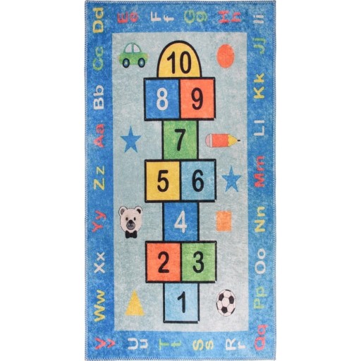 Covor de joacă pentru copii albastru lavabil 120x180 cm Hopscotch Blue – Vitaus
