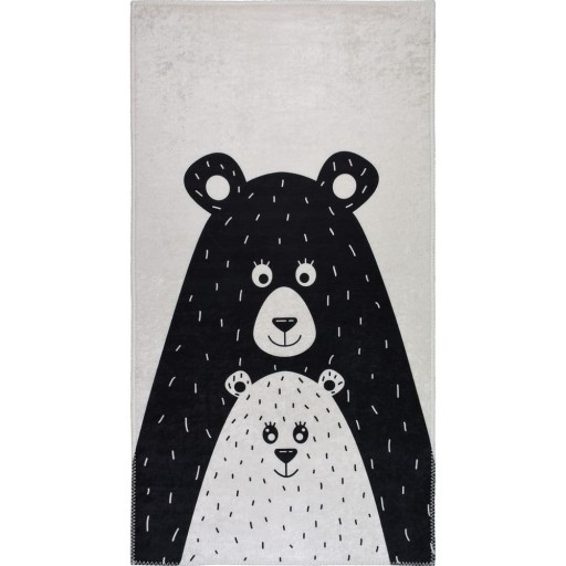 Covor pentru copii alb-negru lavabil 100x160 cm Bear Family – Vitaus