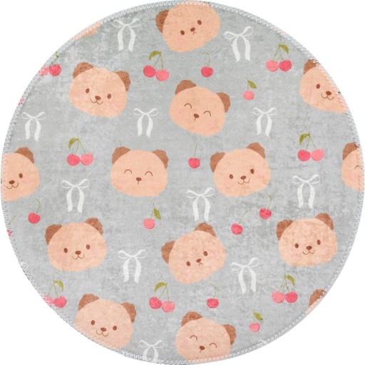 Covor pentru copii gri-maro lavabil ø120 cm Cute Teddies – Vitaus