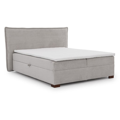 Pat boxspring gri deschis cu spațiu de depozitare 180x200 cm Lysa – Ropez