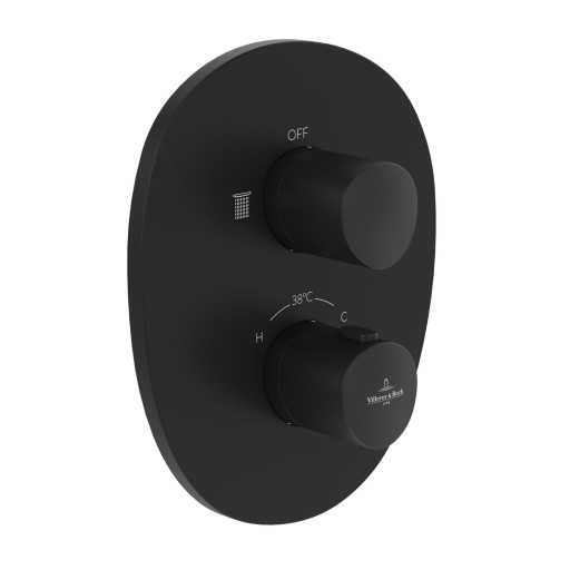 Baterie dus termostatata Villeroy & Boch Antao cu montaj incastrat  necesita corp ingropat  negru mat