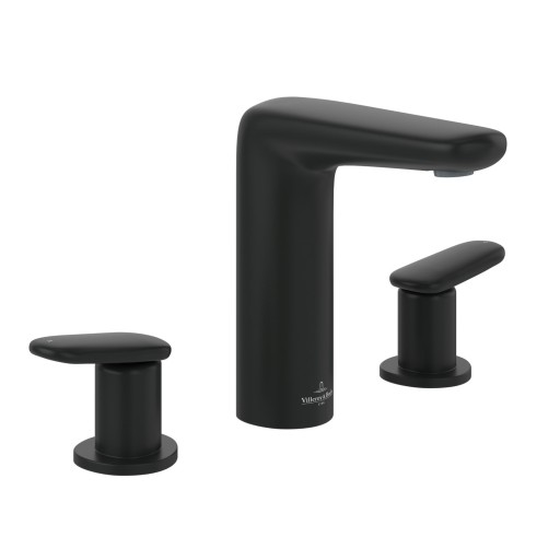 Baterie lavoar Villeroy & Boch Antao din 3 elemente  ventil click-clack  negru mat