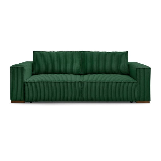 Canapea verde extensibilă/cu spațiu de depozitare cu tapițerie din catifea reiată 244 cm Chelsea – Bobochic Paris
