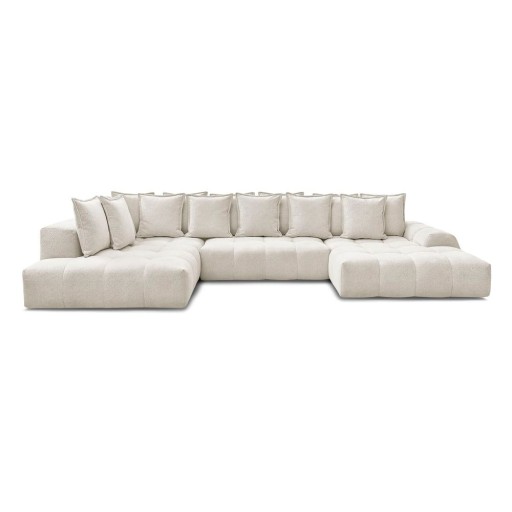 Colțar alb extensibil/cu spațiu de depozitare cu tapițerie din chenille (cu colț pe partea stângă/în formă de "U") Everest – Bobochic Paris