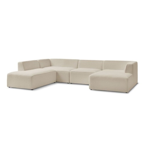 Colțar modular bej cu tapițerie din țesătură bouclé (cu colț pe partea stângă/în formă de "U") Megeve – Bobochic Paris
