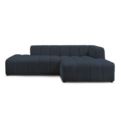 Colțar albastru închis cu tapițerie din țesătură bouclé (cu colț pe partea dreaptă/cu șezlong) Annecy – Bobochic Paris