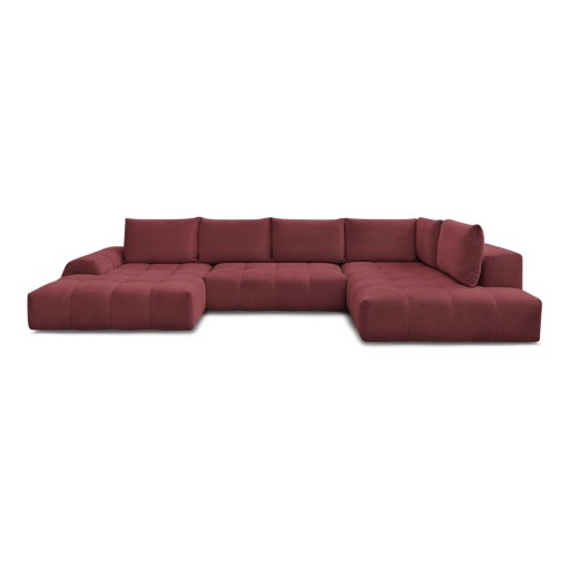 Colțar burgundy extensibil/cu spațiu de depozitare cu tapițerie din chenille (cu colț pe partea dreaptă/în formă de "U") Everest – Bobochic Paris