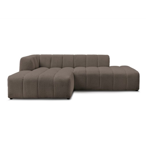 Colțar maro cu tapițerie din țesătură bouclé (cu colț pe partea stângă/cu șezlong) Annecy – Bobochic Paris