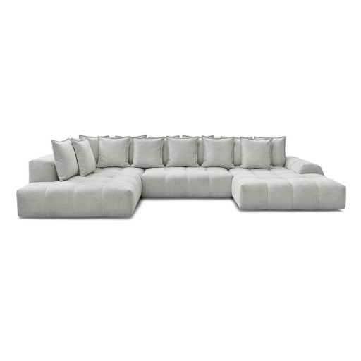 Colțar gri deschis extensibil/cu spațiu de depozitare cu tapițerie din chenille (cu colț pe partea stângă/în formă de "U") Everest – Bobochic Paris