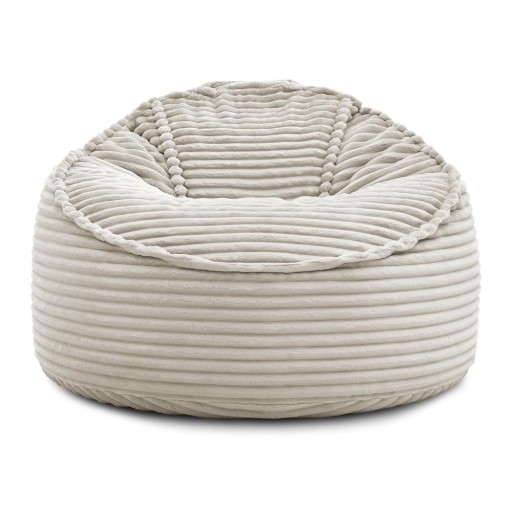 Fotoliu bean bag bej cu tapițerie din catifea reiată Socrate – Bobochic Paris