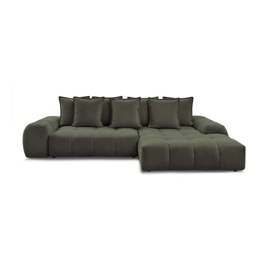 Colțar verde extensibil/cu spațiu de depozitare cu tapițerie din chenille (cu colț pe partea dreaptă/cu șezlong) Everest – Bobochic Paris