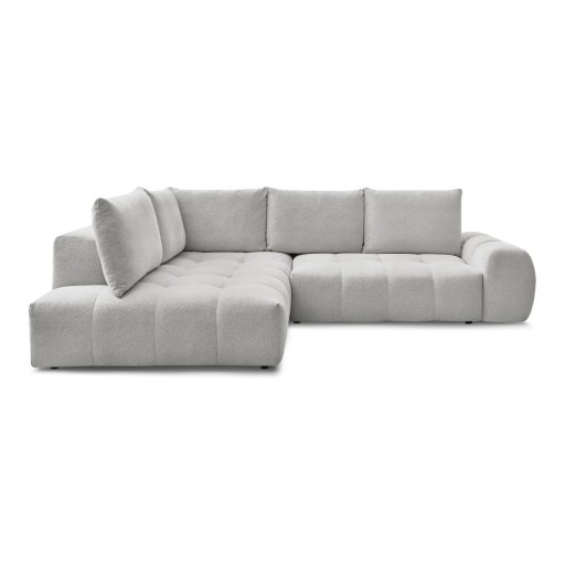Colțar gri deschis extensibil/cu spațiu de depozitare cu tapițerie din chenille (cu colț pe partea stângă/în formă de ”L”) Everest – Bobochic Paris