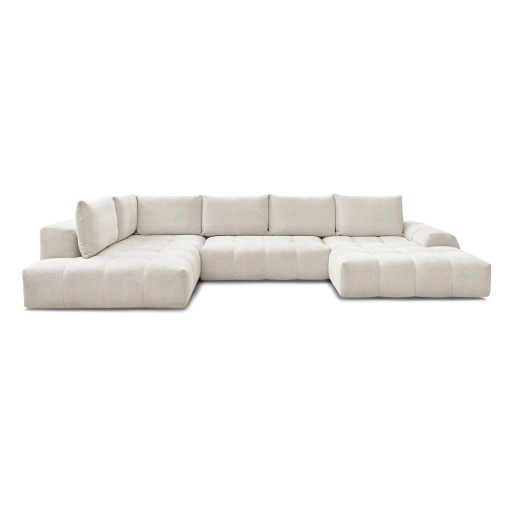 Colțar alb extensibil/cu spațiu de depozitare cu tapițerie din chenille (cu colț pe partea stângă/în formă de "U") Everest – Bobochic Paris