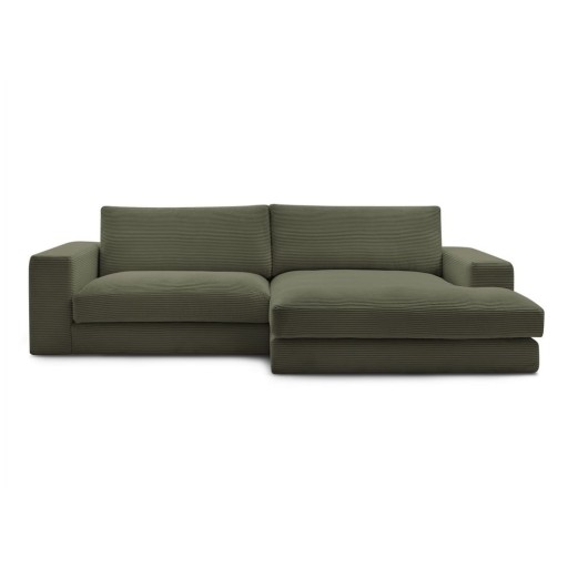 Colțar verde cu tapițerie din catifea reiată (cu colț pe partea dreaptă/cu șezlong) Leonard – Bobochic Paris