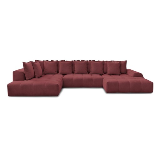 Colțar burgundy extensibil/cu spațiu de depozitare cu tapițerie din chenille (cu colț pe partea stângă/în formă de "U") Everest – Bobochic Paris