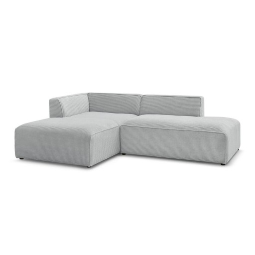Colțar modular gri deschis cu tapițerie din catifea reiată (cu colț pe partea stângă/în formă de ”L”) Megeve – Bobochic Paris