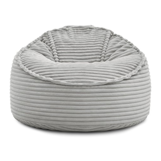 Fotoliu bean bag gri deschis cu tapițerie din catifea reiată Socrate – Bobochic Paris