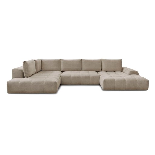 Colțar taupe extensibil/cu spațiu de depozitare cu tapițerie din chenille (cu colț pe partea stângă/în formă de "U") Everest – Bobochic Paris