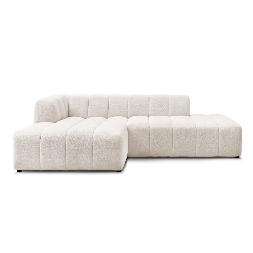 Colțar alb cu tapițerie din țesătură bouclé (cu colț pe partea stângă/cu șezlong) Annecy – Bobochic Paris