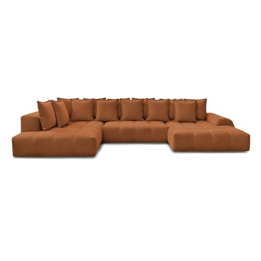 Colțar teracotă extensibil/cu spațiu de depozitare cu tapițerie din chenille (cu colț pe partea stângă/în formă de "U") Everest – Bobochic Paris