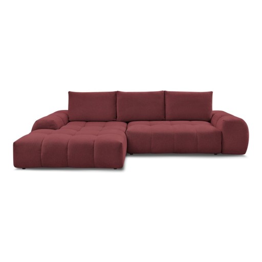 Colțar burgundy extensibil/cu spațiu de depozitare cu tapițerie din chenille (cu colț pe partea stângă/cu șezlong) Everest – Bobochic Paris