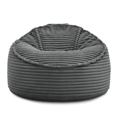 Fotoliu bean bag gri închis cu tapițerie din catifea reiată Socrate – Bobochic Paris