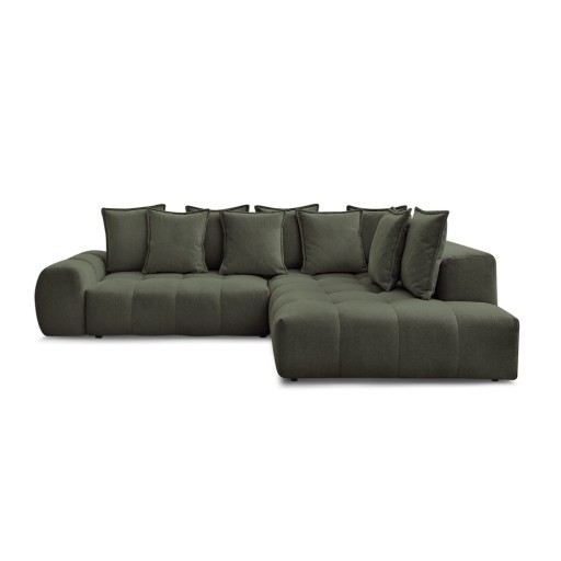Colțar verde extensibil/cu spațiu de depozitare cu tapițerie din chenille (cu colț pe partea dreaptă/în formă de ”L”) Everest – Bobochic Paris