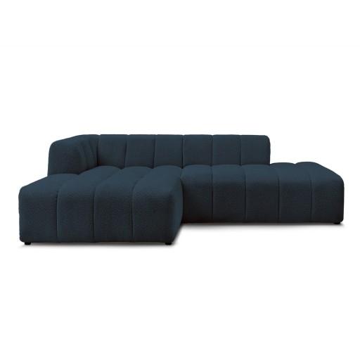 Colțar albastru închis cu tapițerie din țesătură bouclé (cu colț pe partea stângă/cu șezlong) Annecy – Bobochic Paris