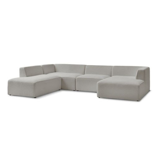 Colțar modular gri deschis cu tapițerie din țesătură bouclé (cu colț pe partea stângă/în formă de "U") Megeve – Bobochic Paris