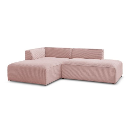 Colțar modular roz cu tapițerie din catifea reiată (cu colț pe partea stângă/în formă de ”L”) Megeve – Bobochic Paris