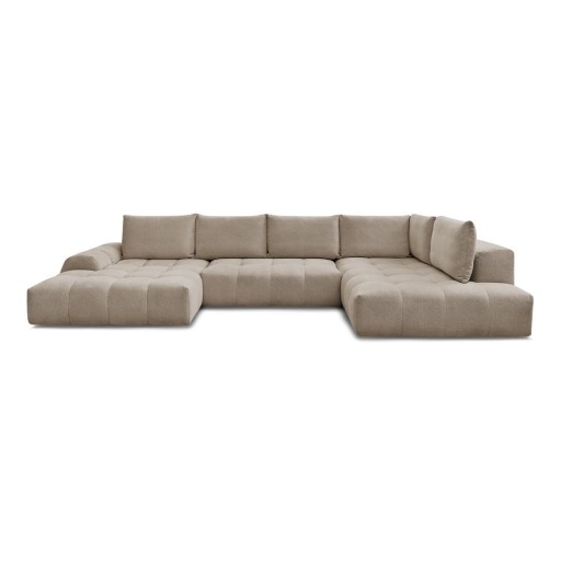 Colțar taupe extensibil/cu spațiu de depozitare cu tapițerie din chenille (cu colț pe partea dreaptă/în formă de "U") Everest – Bobochic Paris