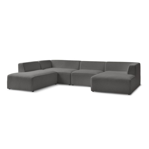Colțar modular gri închis cu tapițerie din țesătură bouclé (cu colț pe partea stângă/în formă de "U") Megeve – Bobochic Paris