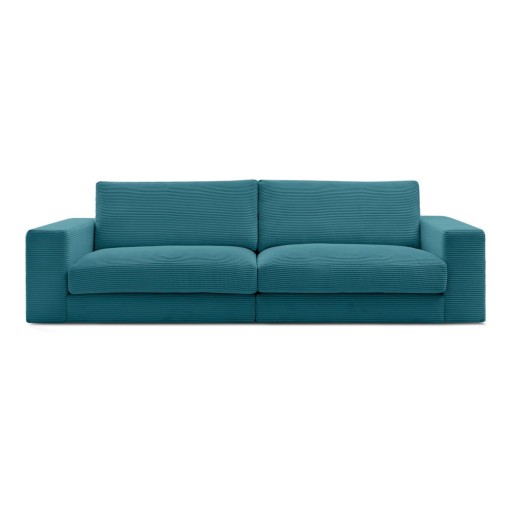 Canapea albastră cu tapițerie din catifea reiată 274 cm Leonard – Bobochic Paris